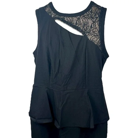 Vintage Thalia Sodi Peplum Asymmetric‎ Dress Sz 12 Lace Cutout - Picture 4 of 11